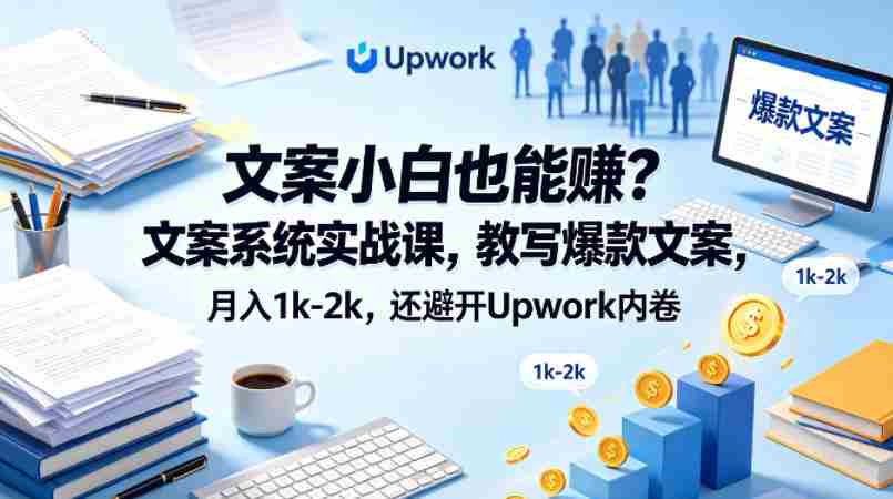 文案小白也能賺？文案系统实战课，教写爆款文案，月入1k-2k，还避开Upwork内卷【原创双语字幕】