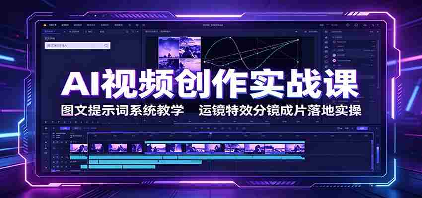 AI视频创作实战课：图文提示词系统教学，运镜特效分镜成片落地实操