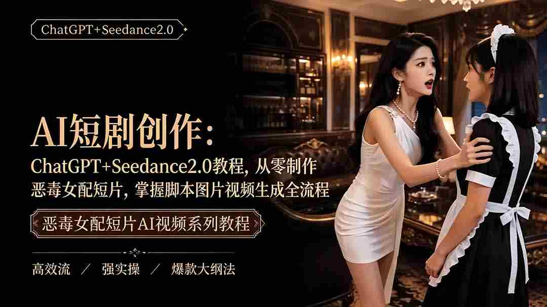AI短剧创作：ChatGPT+Seedance2.0教程，从零制作恶毒女配短片，掌握脚本图片视频生成全流程