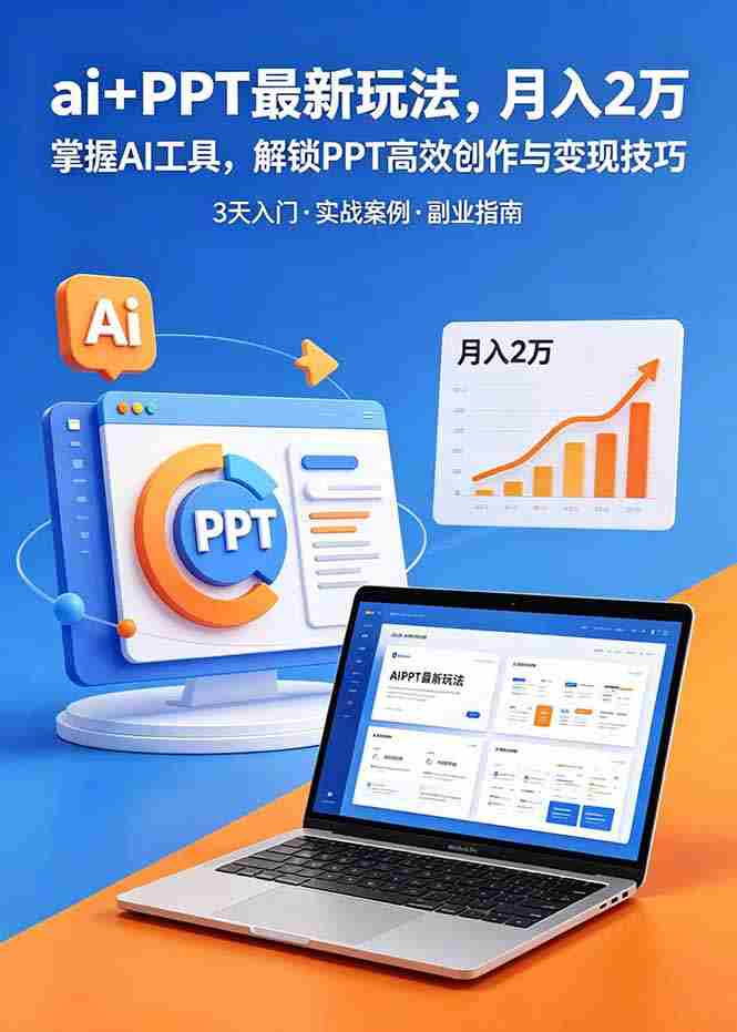 ai+PPT最新玩法，月入2万掌握AI工具，解锁PPT高效创作与变现技巧3天入门，实战案例·副业指南