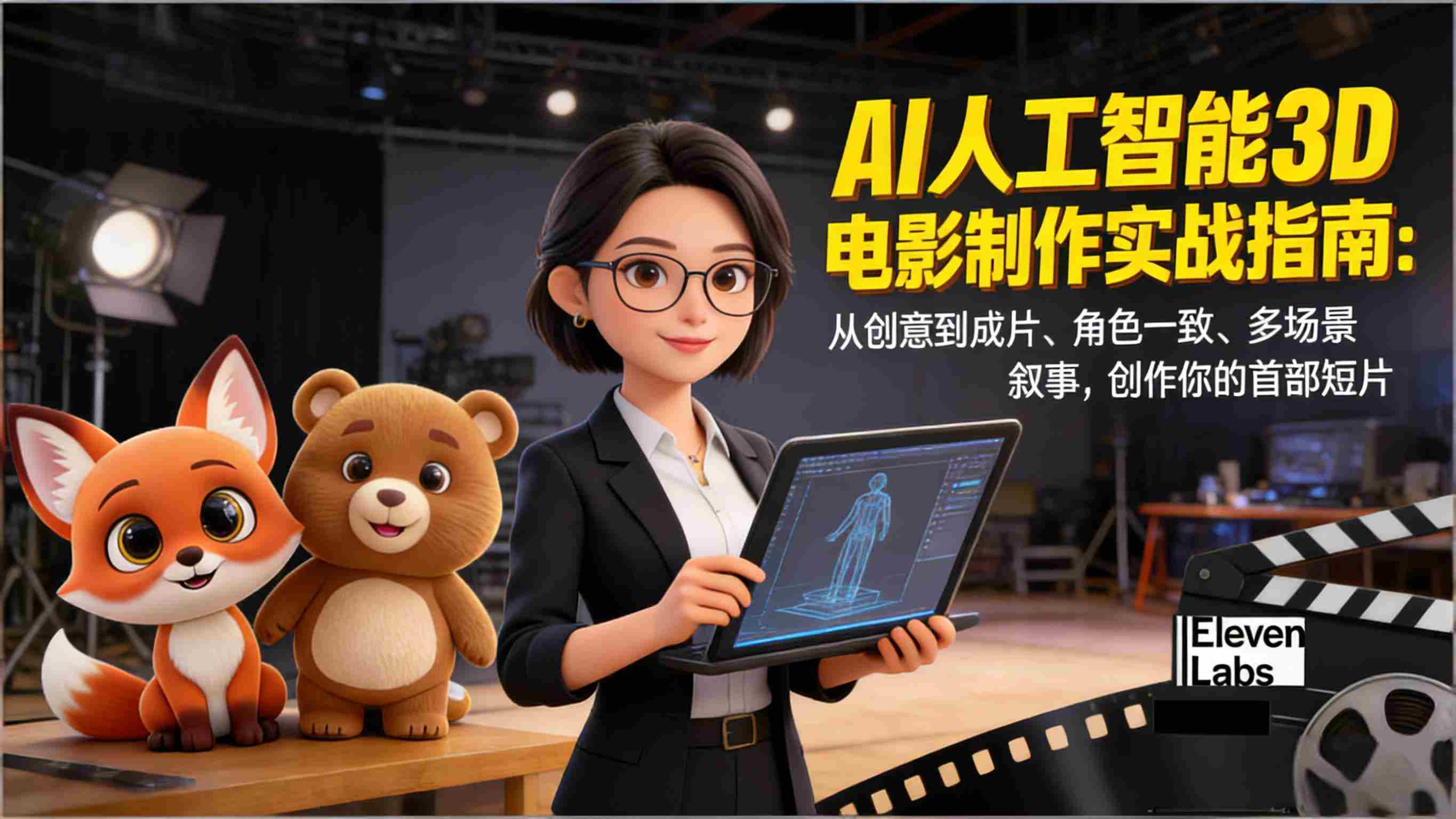 AI人工智能3D电影制作实战指南：从创意到成片、角色一致、多场景叙事，创作你的首部短片