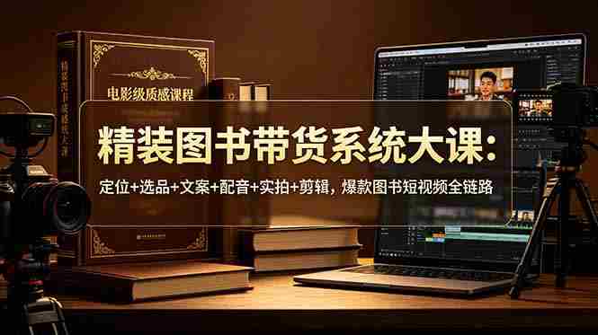 精装图书带货系统大课：定位+选品+文案+配音+实拍+剪辑，爆款图书短视频全链路