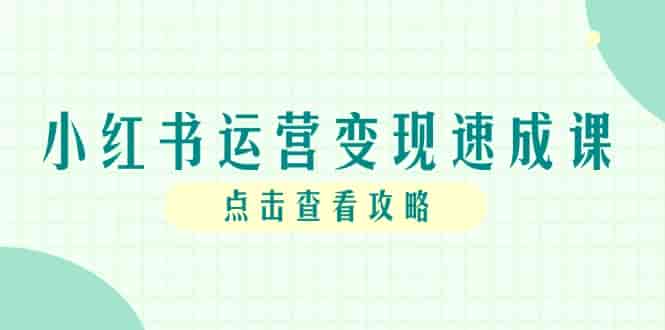 小红书运营变现速成课，账号搭建到暴力起号，个人IP全流程指南