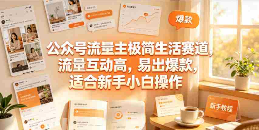 公众号流量主极简生活赛道，流量互动高，易出爆款，适合新手小白操作