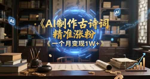 AI制作古诗词，精准涨粉，多重变现，一个月变现1W+