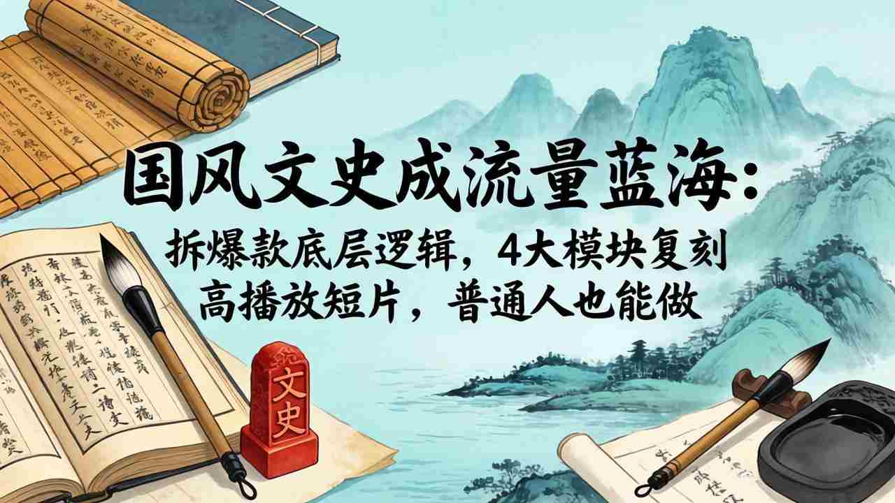 国风文史成流量蓝海：拆爆款底层逻辑，4大模块复刻高播放短片，普通人也能做
