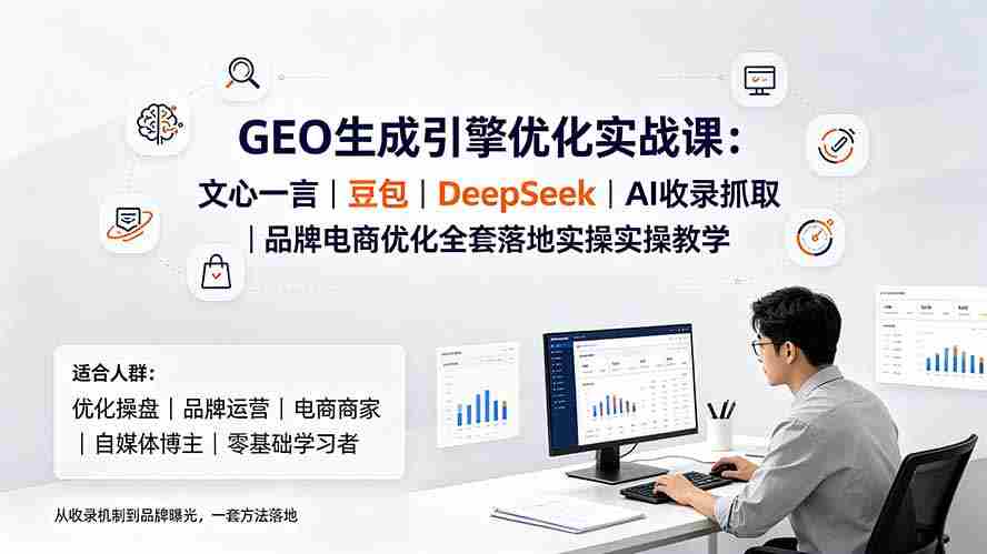 GEO生成引擎优化实战课：文心一言｜豆包｜DeepSeek｜AI收录抓取｜品牌电商优化全套落地实操教学
