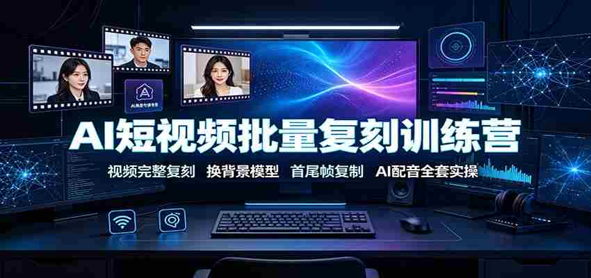 AI短视频批量复刻训练营：视频完整复刻，换背景模型、首尾帧复制、AI配音全套实操