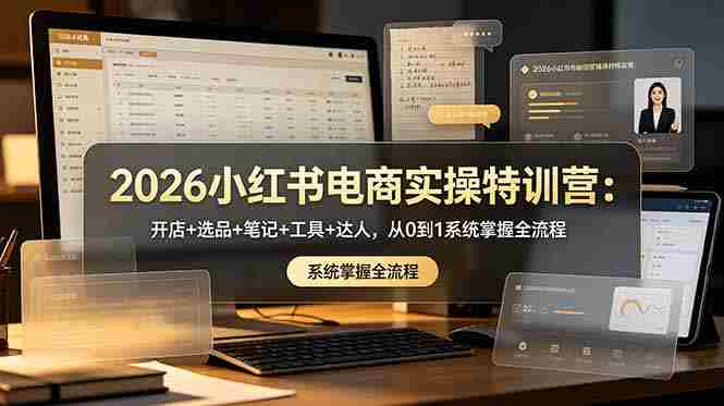 2026小红书电商实操特训营：开店+选品+笔记+工具+达人，从0到1系统掌握全流程