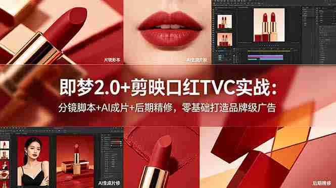 即梦2.0+剪映口红TVC实战：分镜脚本+AI成片+后期精修，零基础打造品牌级广告