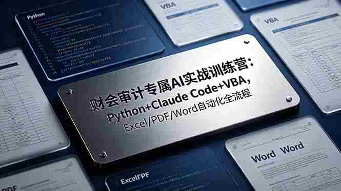 财会审计专属 AI实战训练营：Python+Claude Code+VBA，Excel/PDF/Word自动化全流程