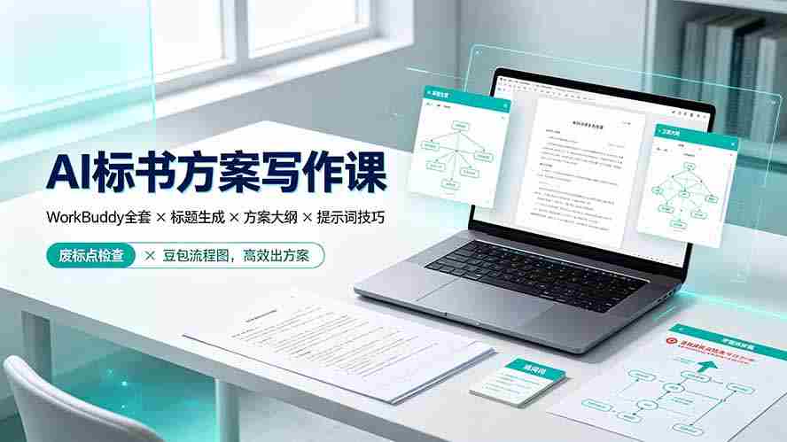 AI标书方案写作课：WorkBuddy全套×标题生成×方案大纲×提示词技巧×废标点检查×豆包流程图，高效出方案