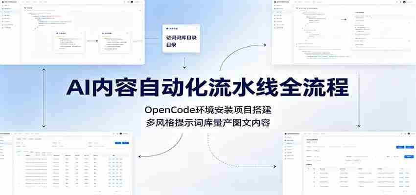 AI内容自动化流水线全流程：OpenCode环境安装项目搭建，多风格提示词库量产图文内容