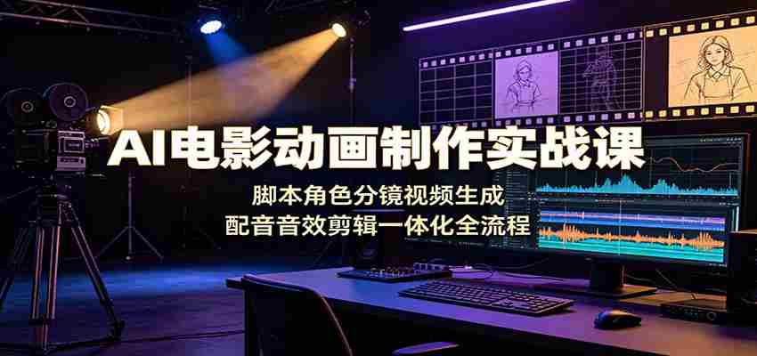 AI电影动画制作实战课：脚本角色分镜视频生成，配音音效剪辑一体化全流程