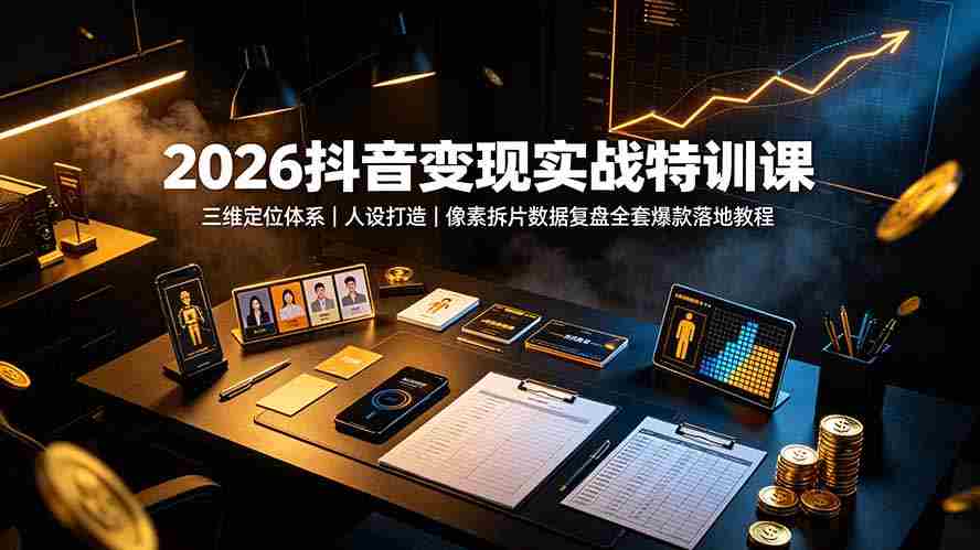 2026抖音变现实战特训课：三维定位体系｜人设打造｜像素拆片数据复盘全套爆款落地教程
