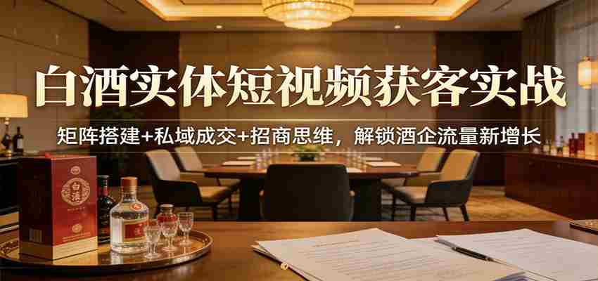 白酒实体短视频获客实战：矩阵搭建+私域成交+招商思维，解锁酒企流量新增长