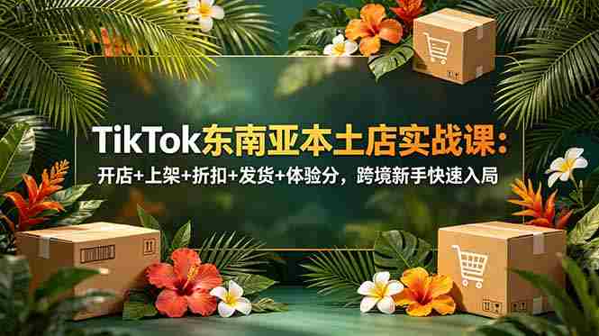 TikTok东南亚本土店实战课：开店+上架+折扣+发货+体验分，跨境新手快速入局