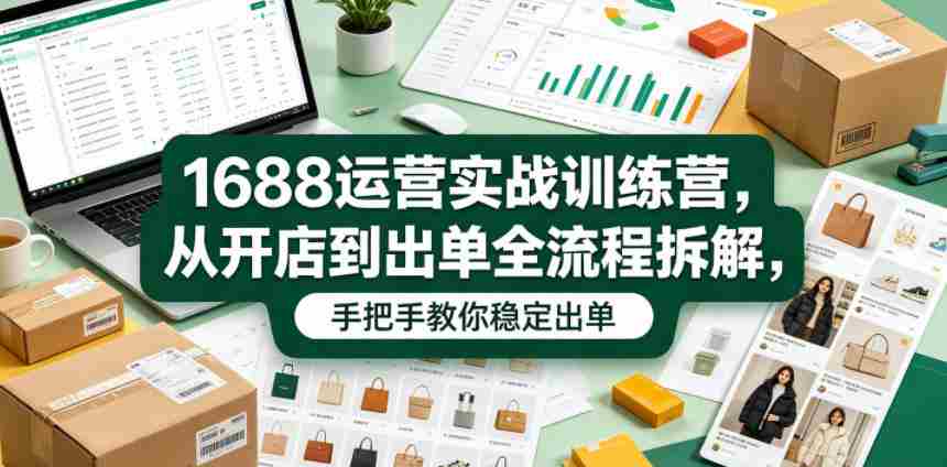1688运营实战训练营，从开店到出单全流程拆解，手把手教你稳定出单