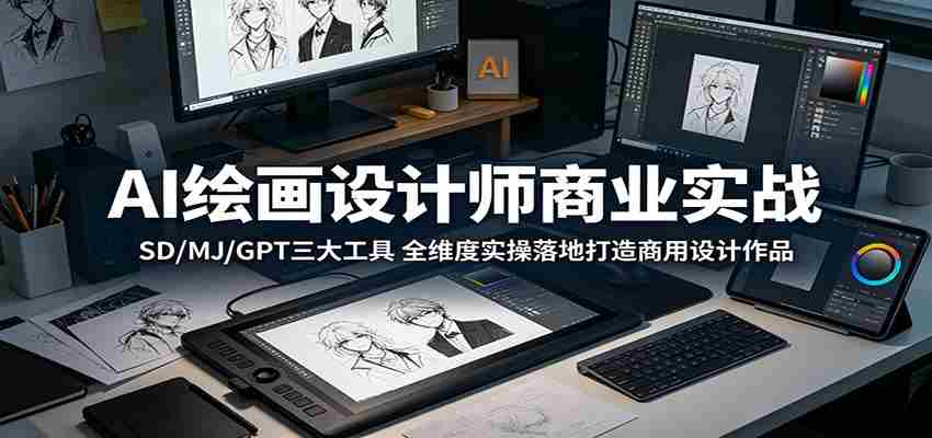 AI绘画设计师商业实战：SD/MJ/GPT三大工具，全维度实操落地打造商用设计作品