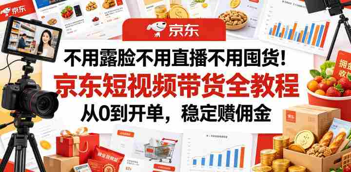 不用露脸不用直播不用囤货！京东短视频带货全教程，从0到开单，稳定賺佣金