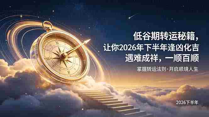 付费文章：低谷期转运秘籍，让你2026年下半年逢凶化吉，遇难成祥，一顺百顺。
