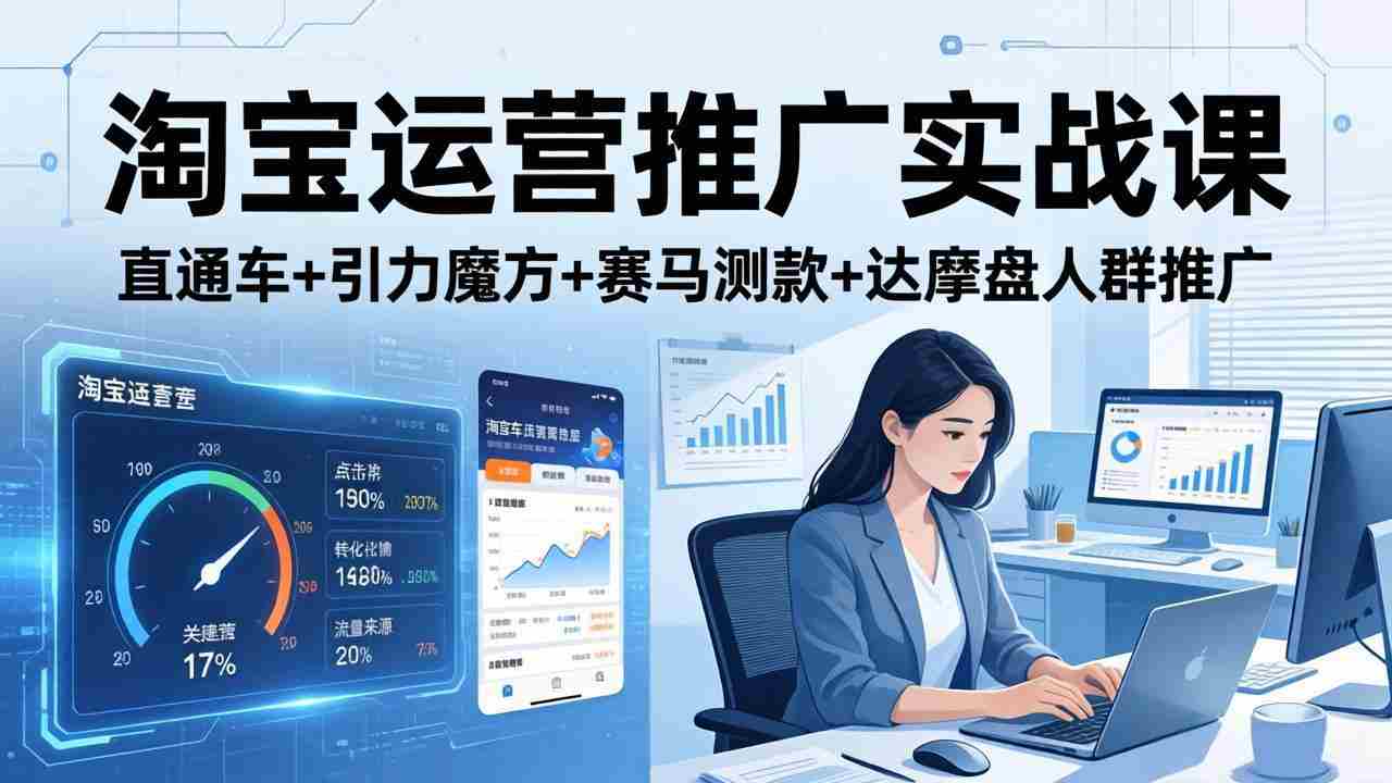 淘宝运营推广实战课（更新26年4月）直通车+引力魔方+赛马测款+达摩盘人群推广等