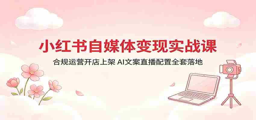 小红书自媒体变现实战课：合规运营开店上架，AI文案直播配置全套落地