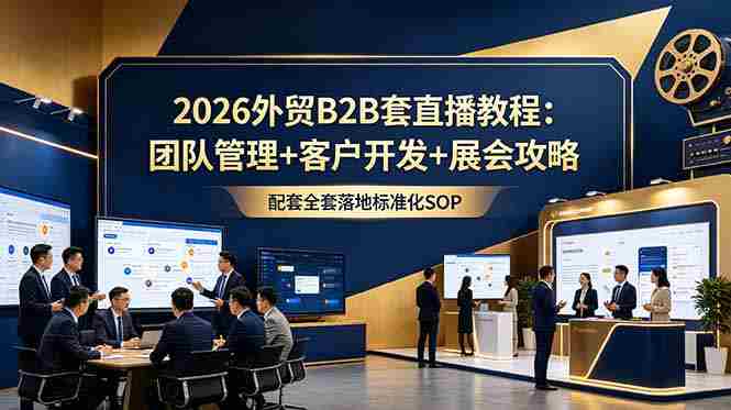 2026外贸B2B套直播教程：团队管理+客户开发+展会攻略，配套全套落地标准化SOP