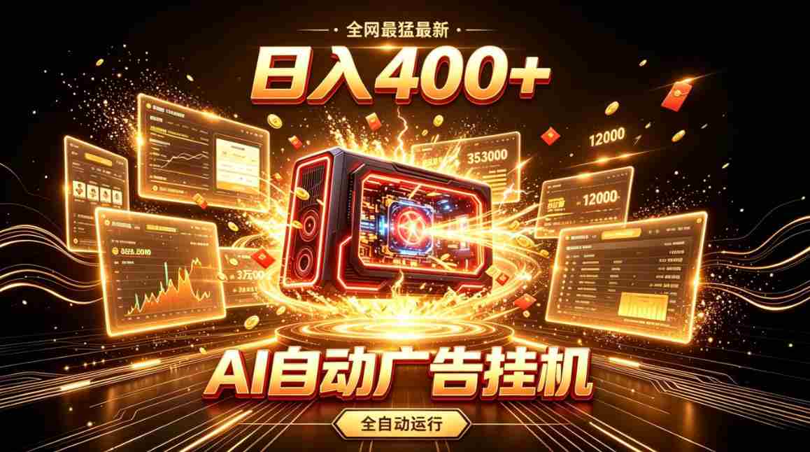 全网最猛最新的AI自动广告挂G，狠收益日入400+，真正做到躺賺式变现
