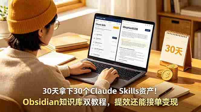 30天拿下30个Claude Skills资产！Obsidian知识库双教程，提效还能接单变现