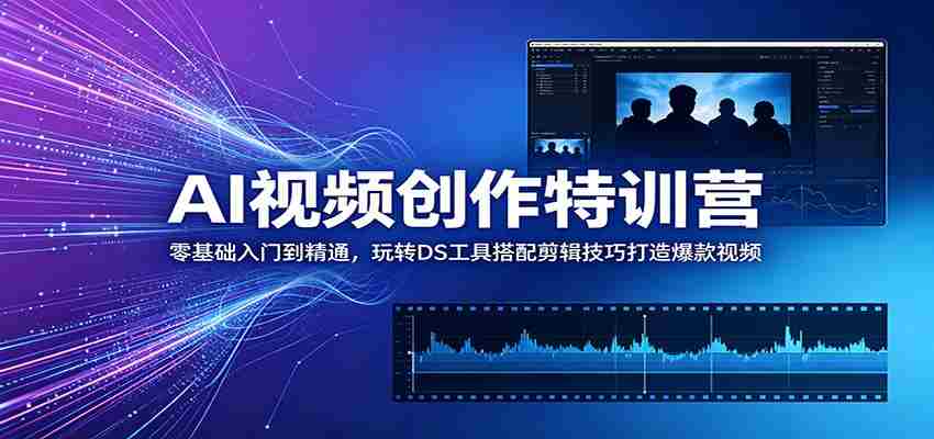 AI视频创作特训营：零基础入门到精通，玩转DS工具搭配剪辑技巧打造爆款视频