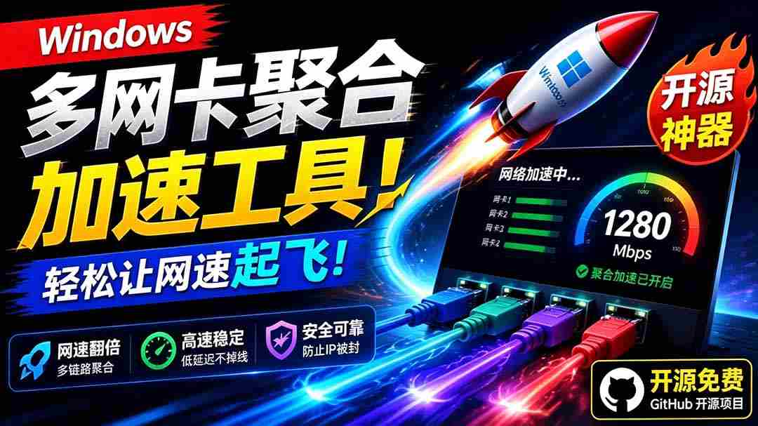 Github开源黑科技！多网卡网速聚合加速工具，一键让你的电脑网速起飞，这感觉也太爽了HypoMux