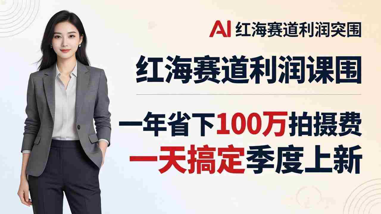 服装老板AI模特图课：一年省下100万拍摄费，一天搞定季度上新，红海赛道利润突围