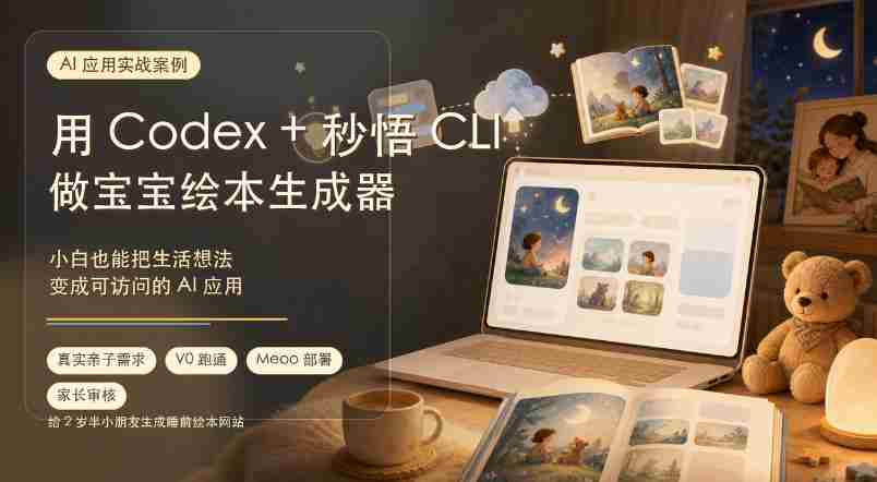 AI应用实战案例，用Codex+秒悟CLl做宝宝绘本生成器，小白也能把生活想法变成可访问的AI应用