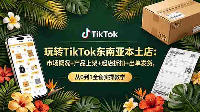 玩转TikTok东南亚本土店：市场概况+产品上架+起店折扣+出单发货，从0到1全套实操教学