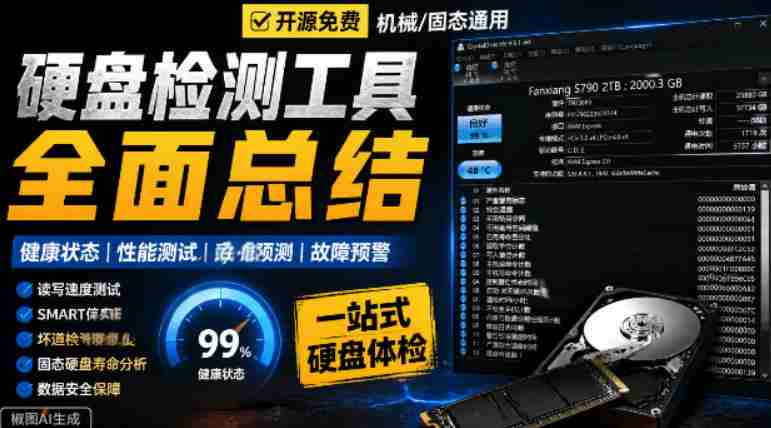 Github宝藏应用！专业磁盘硬盘健康信息检测工具，支持硬盘健康度、通电时间和次数等，CrystalDiskInfo