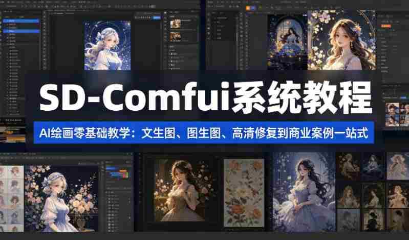SD-Comfyui系统教程，ai绘画零基础教学，文生图、图生图、高清修复到商业案例一站式