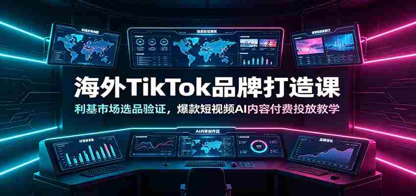 海外TikTok品牌打造课：利基市场选品验证，爆款短视频AI内容付费投放教学