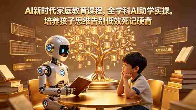 AI新时代家庭教育课程，全学科AI助学实操，培养孩子思维告别低效死记硬背