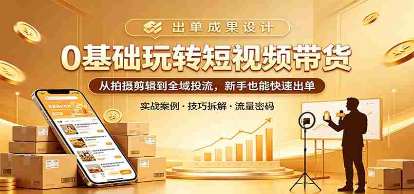 0基础玩转短视频带货：从拍摄剪辑到全域投流，新手也能快速出单