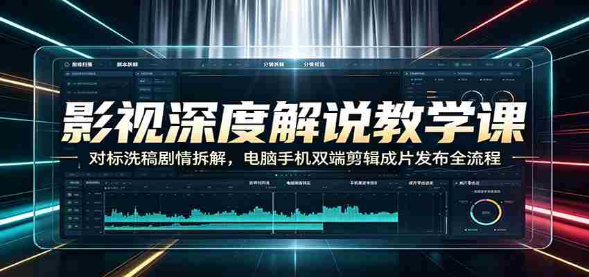 影视深度解说教学课：对标洗稿剧情拆解，电脑手机双端剪辑成片发布全流程