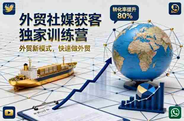 外贸社媒获客独家训练营，外贸新模式，快速做外贸（更新26年6月）