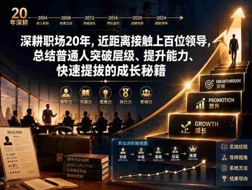 付费文章：深耕职场20年，近距离接触上百位领导，总结普通人突破层级、提升能力、快速提拔的成长秘籍（全网独家干货）