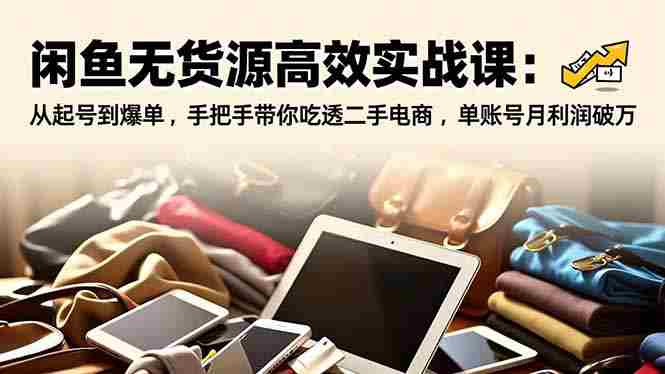 闲鱼无货源高效实战课：从起号到爆单，手把手带你吃透二手电商，单账号月利润破万