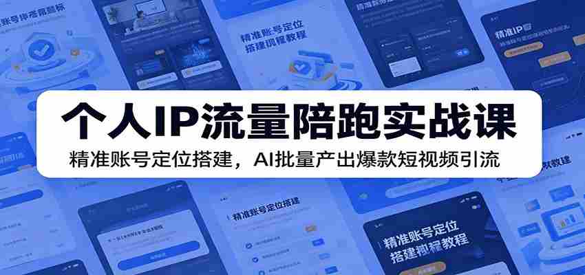 个人IP流量陪跑实战课：精准账号定位搭建，AI批量产出爆款短视频引流