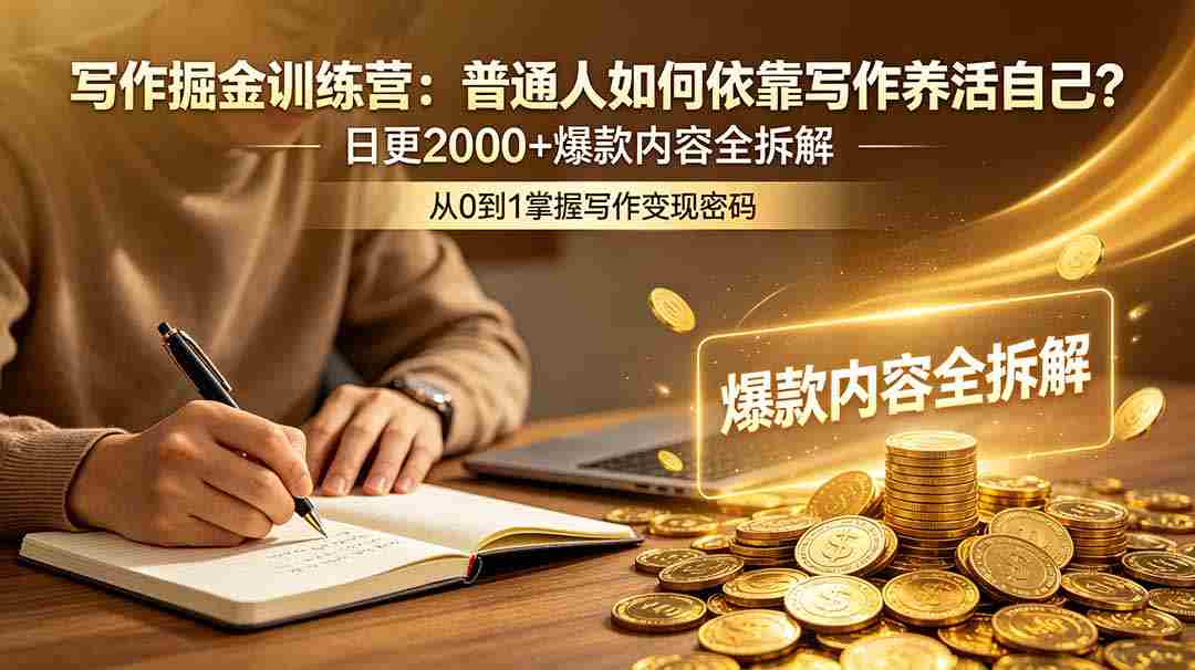 写作掘金训练营：普通人如何依靠写作养活自己？日更2000+爆款内容全拆解