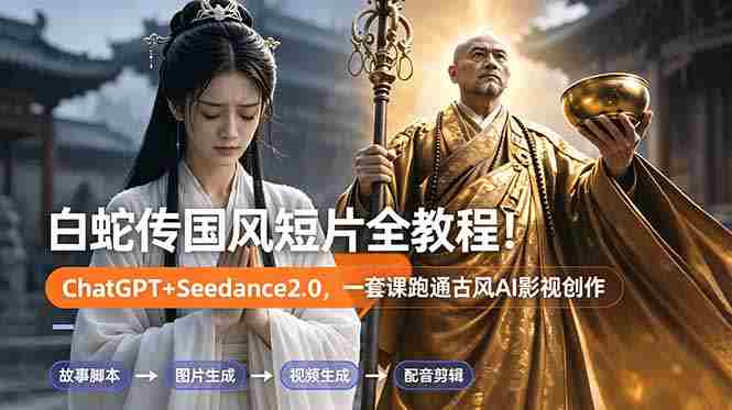 白蛇传-国风短片全教程！ChatGPT+Seedance2.0，一套课跑通古风AI影视创作