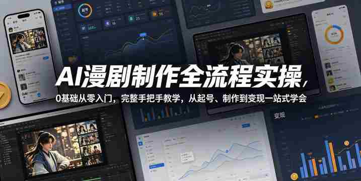 AI漫剧制作全流程实操，0基础从零入门，完整手把手教学，从起号、制作到变现一站式学会（更新）