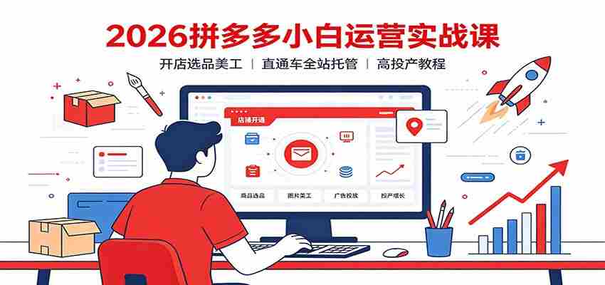 2026拼多多小白运营实战课：开店选品美工，直通车全站托管高投产教程