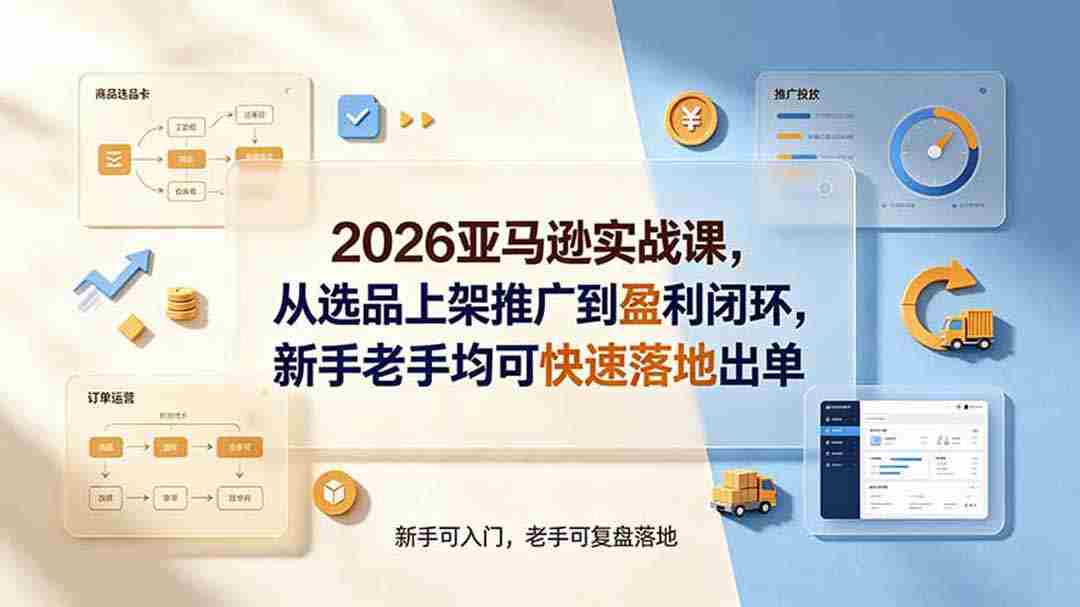 2026亚马逊实战课，从选品上架推广到盈利闭环，新手老手均可快速落地出单